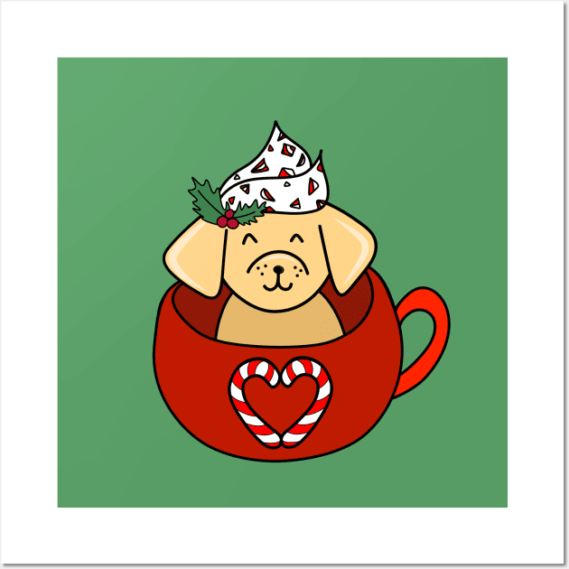 Holiday Christmas Dog with Candy Canes in a Mug, made by EndlessEmporium Wall Art by EndlessEmporium